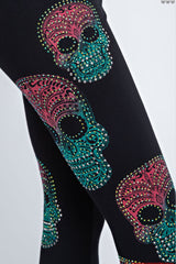 Skull rhinestone leggings