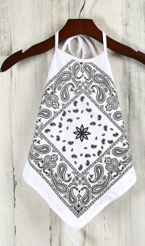 White Bandana Halter Top